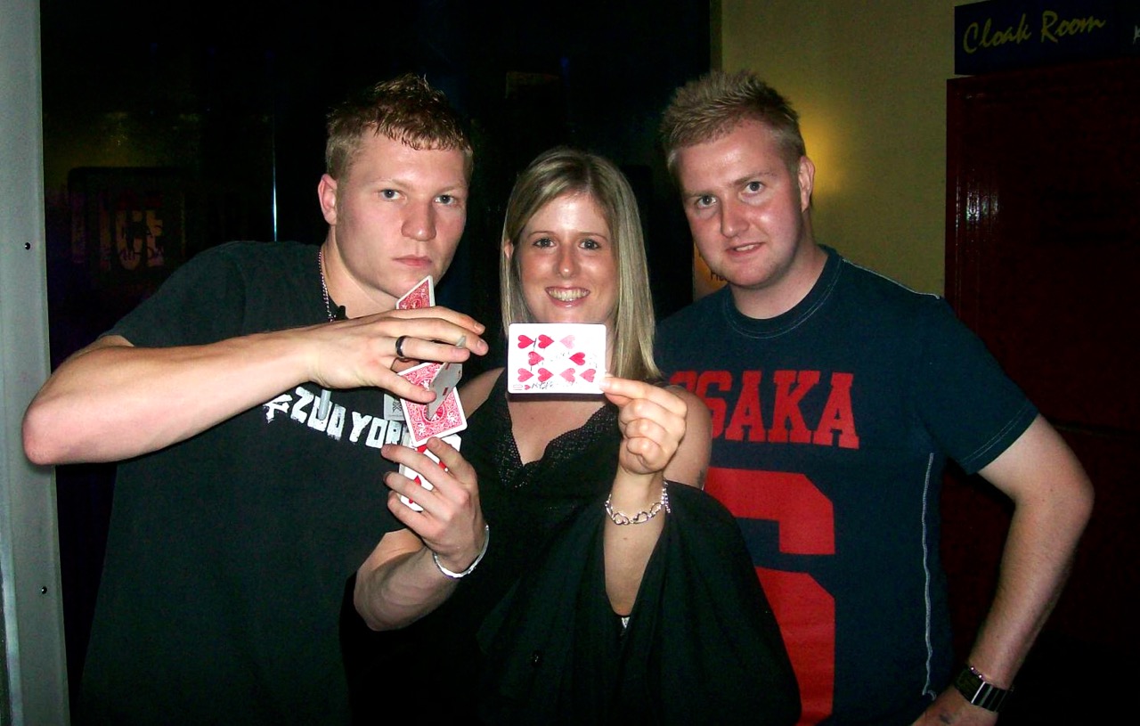 Street Magician Liam Walsh performing close up magic at Liquid Lounge Nightclub in Worthing
